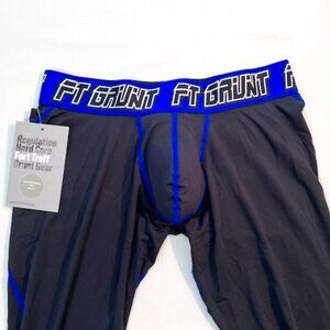 FORT TROFF Size XL Grunt Corp Mesh Leggings - Black/Blue/White - Mesh Pouch